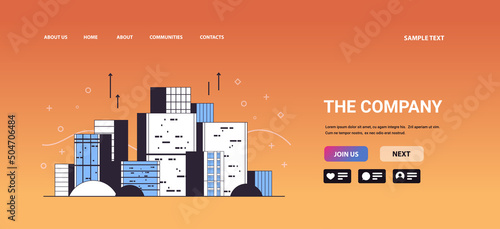 modern company building skyscraper cityscape background horizontal copy space