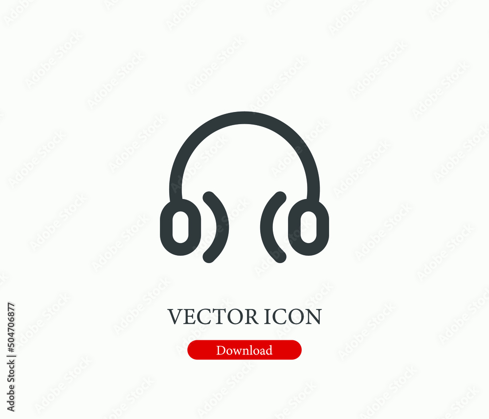 Headphone vector icon. Editable stroke. Symbol in Line Art Style for Design, Presentation, Website or Mobile Apps Elements, Logo. Headphone symbol illustration. Pixel vector graphics - Vector Headphone vector icon. Editable stroke. Symbol in Line Art Style for Design, Presentation, Website or Mobile Apps Elements, Logo. Headphone symbol illustration. Pixel vector graphics - Vector