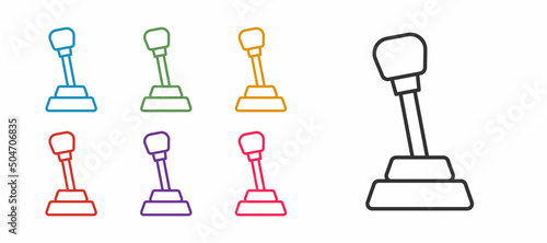 Set line Gear shifter icon isolated on white background. Manual transmission icon. Set icons colorful. Vector
