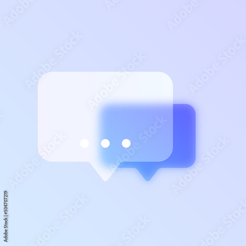 speech bubbles glass morphism trendy style icon. chat message transparent glass color vector icon with blur and purple gradient. for web and ui design, mobile apps and promo business banners