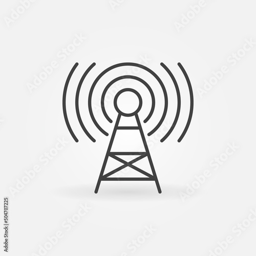 5G Signal Tower or Antenna outline icon. Vector symbol