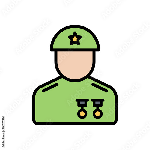 soldier line color filled icons isolated on white background. military occupation color vector icon set for web design, ui, mobile apps, print polygraphy and promo business