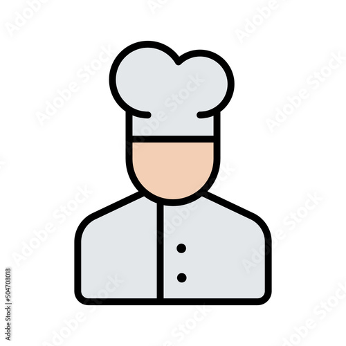 cook line color filled icons isolated on white background. cook occupation color vector icon set for web design, ui, mobile apps, print polygraphy and promo business
