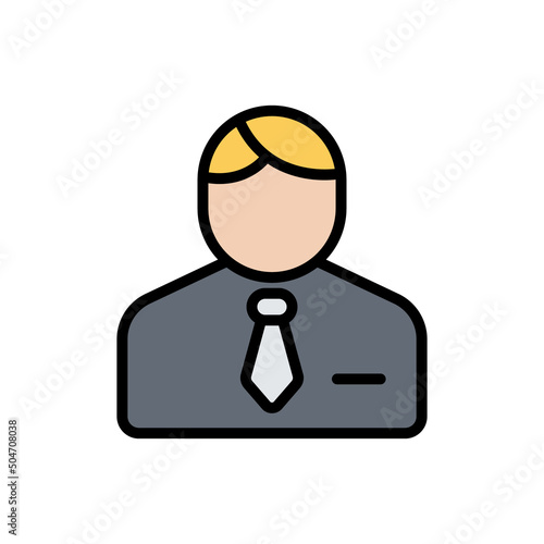 businessman line color filled icons isolated on white background. office worker occupation color vector icon set for web design, ui, mobile apps, print polygraphy and promo business