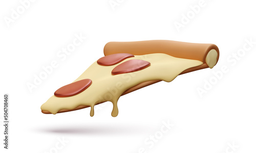 3d realistic pizza slice isolated on white background. Vector illustration