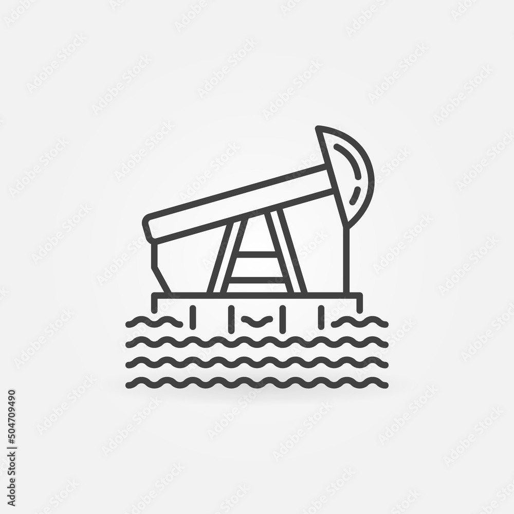 Offshore Platform in Ocean line icon. Vector Oil Rig sign Offshore Platform in Ocean line icon. Vector Oil Rig sign