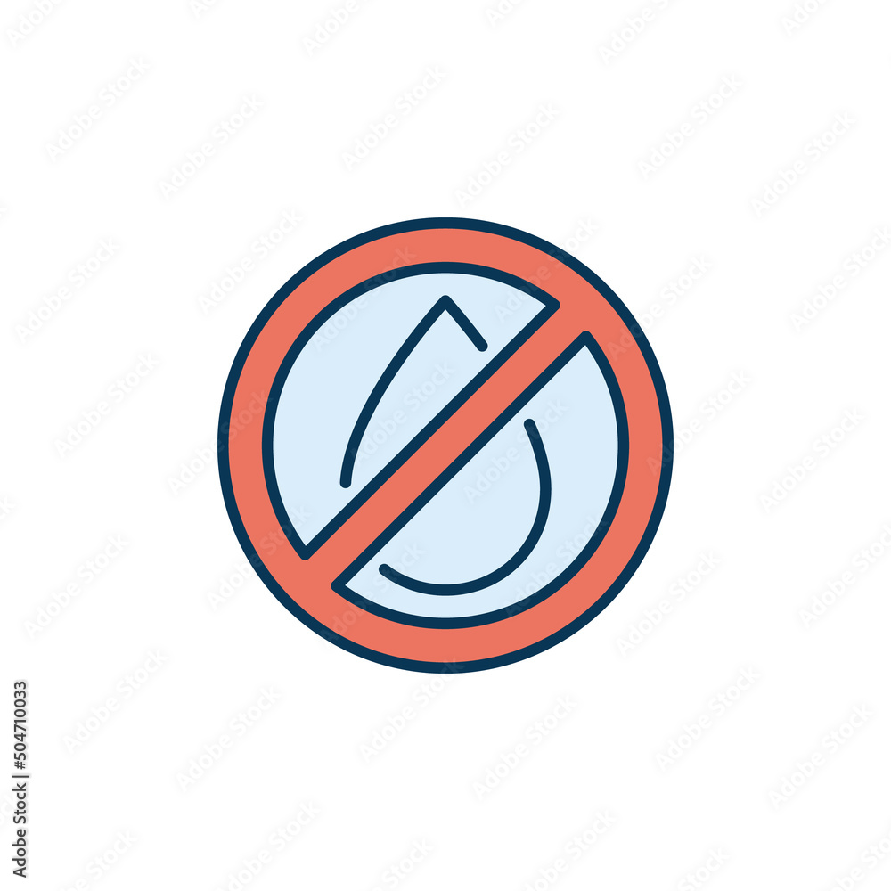 Water Ban modern icon - Vector Water Drop Forbidden sign Water Ban modern icon - Vector Water Drop Forbidden sign