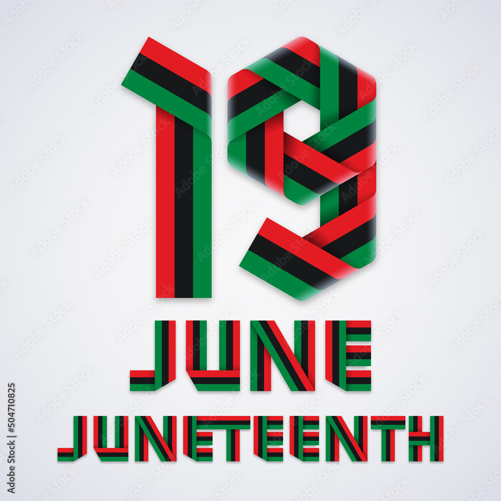 Fototapeta premium June 19, Juneteenth National Independence Day congratulatory design with Pan-African flag colors. Vector illustration.