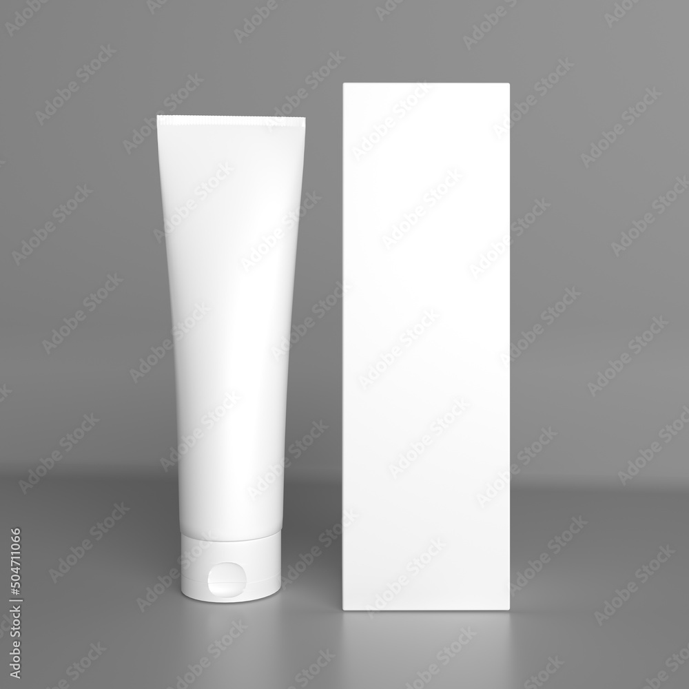 3d rendering, packaging template for cream or cosmetics with box, mockup for design 3d rendering, packaging template for cream or cosmetics with box, mockup for design