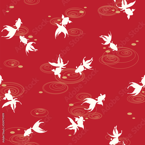 Beautiful and elegant goldfish water crest pattern, © daicokuebisu