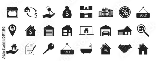 Real estate icons set. Vector illustration.