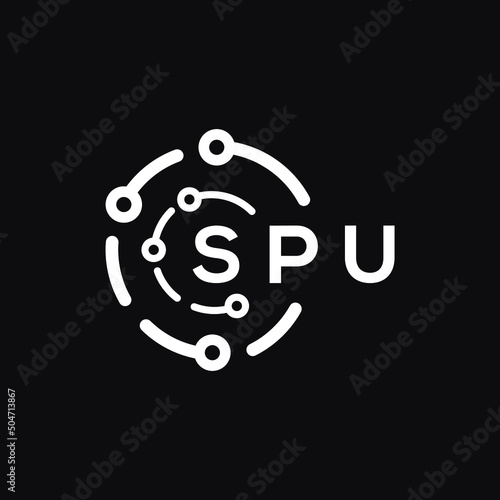 SPU technology letter logo design on black  background. SPU creative initials technology letter logo concept. SPU technology letter design.
