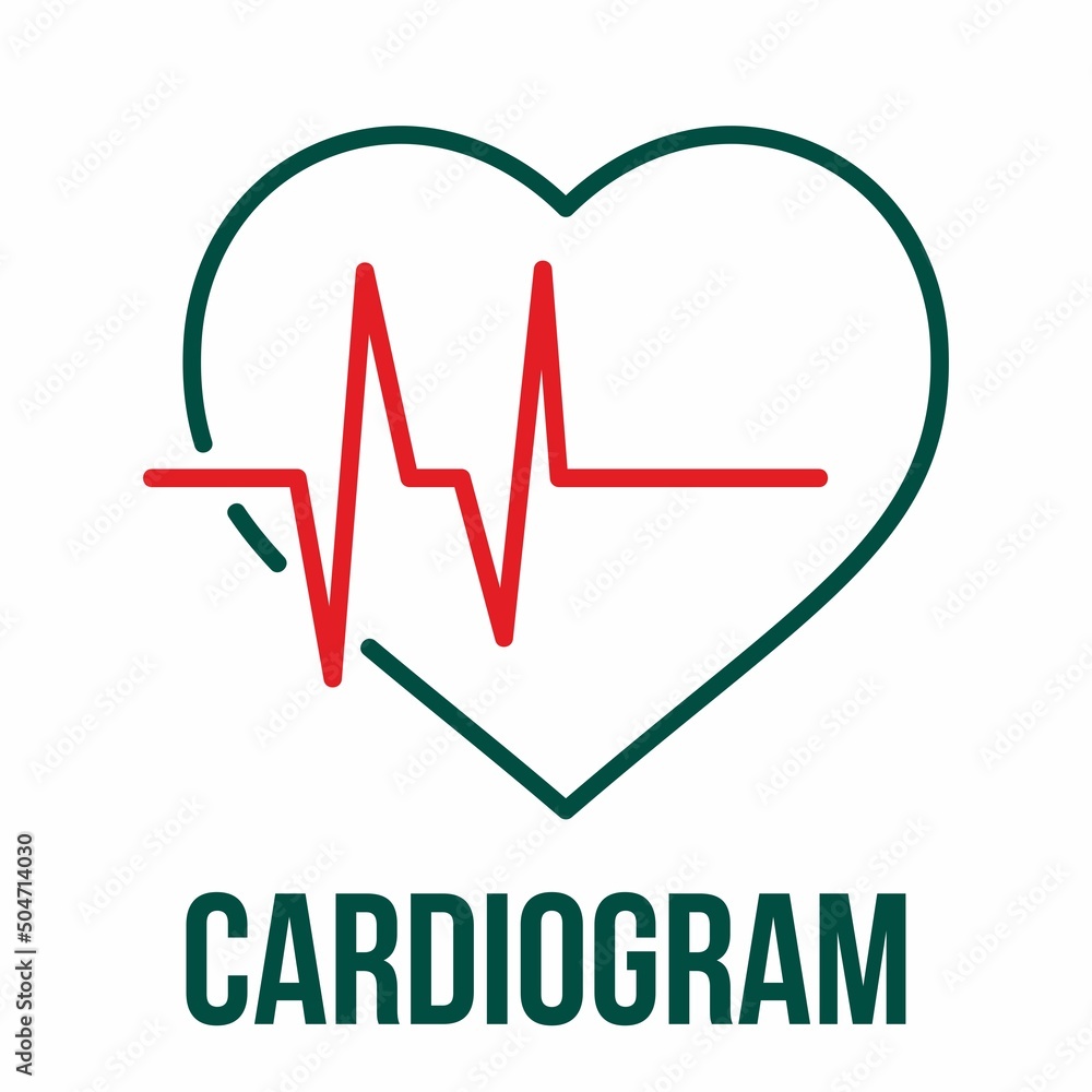 Cardiogram. Heart rate icon. Heartbeat sign. Heart pulse icon. Medical and health icon on white background. Editable vector stroke.