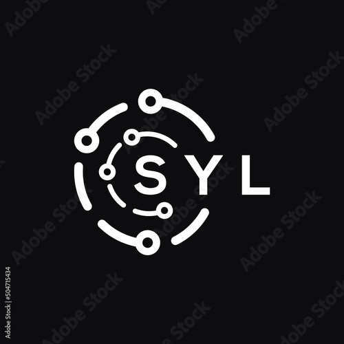 SYL technology letter logo design on black  background. SYL creative initials technology letter logo concept. SYL technology letter design.
 photo