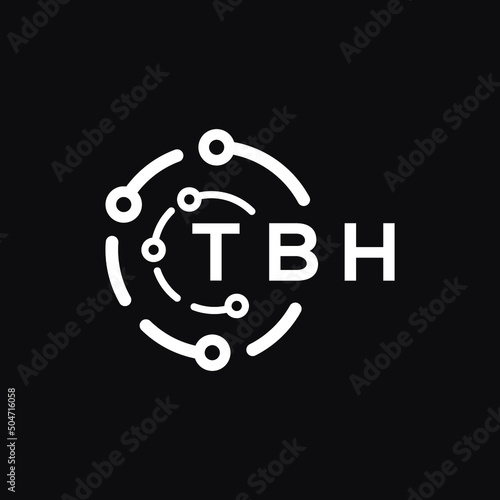 TBH technology letter logo design on black  background. TBH creative initials technology letter logo concept. TBH technology letter design.
 photo