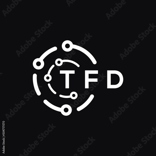 TFD technology letter logo design on black  background. TFD creative initials technology letter logo concept. TFD technology letter design.
 photo