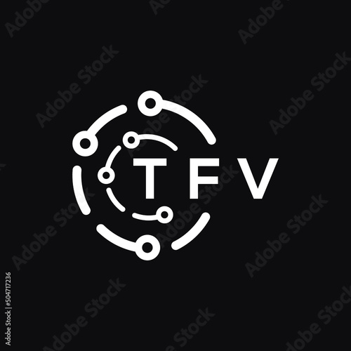 TFV technology letter logo design on black  background. TFV creative initials technology letter logo concept. TFV technology letter design.
 photo