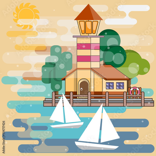 Seascape. Background. Vector illustration.