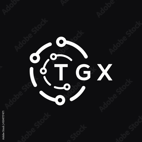 TGX technology letter logo design on black  background. TGX creative initials technology letter logo concept. TGX technology letter design. photo