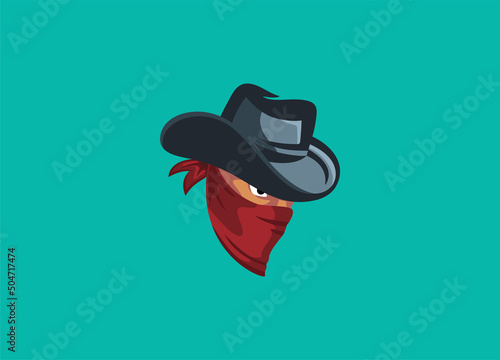 Bandit with red bandana and cowboy Hat design illustration  [vector]