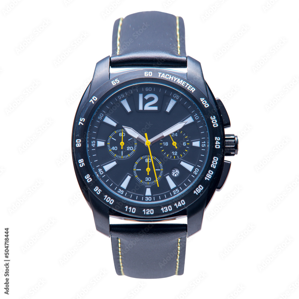 Wrist watch is black on white background. Wrist watch is black on white background.