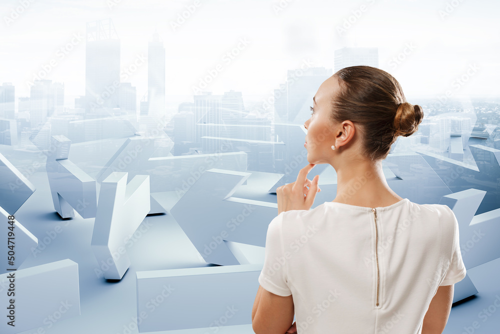 Businesswoman and idea. Innovation concept