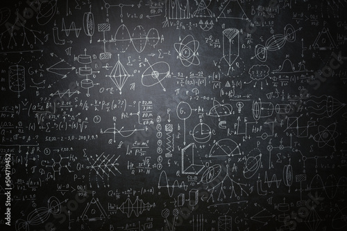 Blackboard with formulas . Mixed media