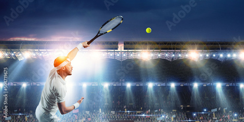 Professional tennis player . Mixed media photo