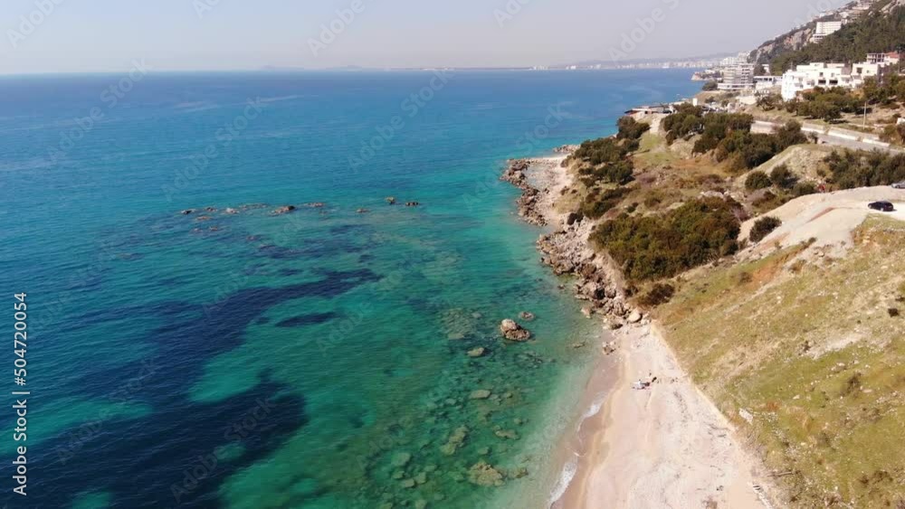 Aerial view of beautiful costal shore in Vlore, Albania Aerial view of beautiful costal shore in Vlore, Albania