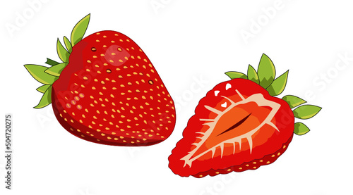 Fraise entière et fraise coupée photo