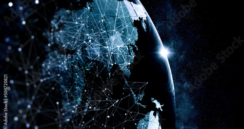 Global technologies concept. Elements of the image furnished by NASA . Mixed media