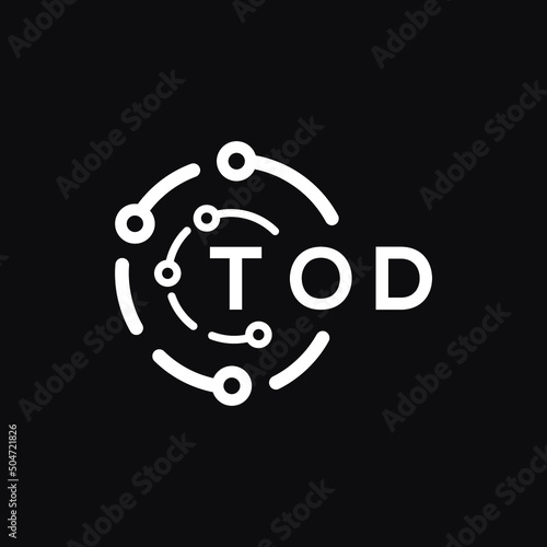 TOD technology letter logo design on black  background. TOD creative initials technology letter logo concept. TOD technology letter design.
