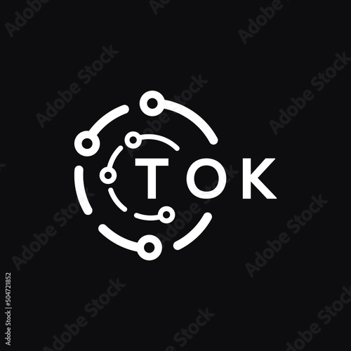 TOK technology letter logo design on black  background. TOK creative initials technology letter logo concept. TOK technology letter design.
