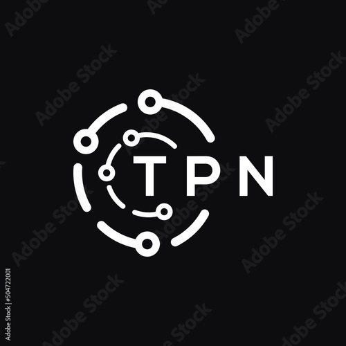 TPN technology letter logo design on black  background. TPN creative initials technology letter logo concept. TPN technology letter design.
 photo