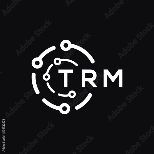 TRM technology letter logo design on black  background. TRM creative initials technology letter logo concept. TRM technology letter design.
 photo