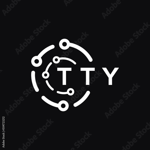 TTY technology letter logo design on black  background. TTY creative initials technology letter logo concept. TTY technology letter design.
 photo