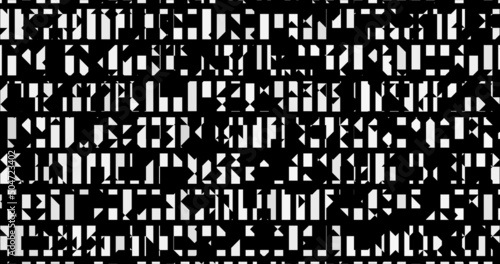 Render with flat black and white abstract geometric pattern