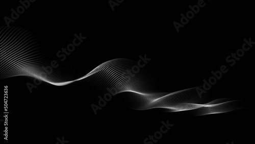 Large amount of data 3d. Abstract black background with futuristic point wave. Vector illustration .