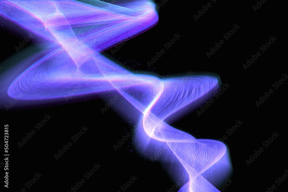 Fototapeta premium Abstract background of wavy purple transparent lines with glow and blur,