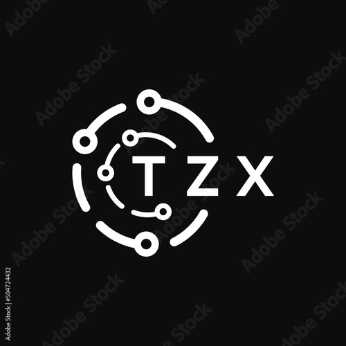 TZX technology letter logo design on black  background. TZX creative initials technology letter logo concept. TZX technology letter design.
 photo