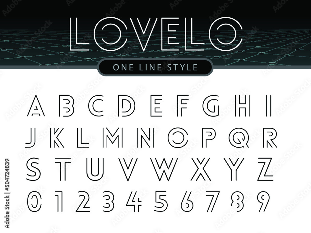 LOVELO Double line monogram alphabet and tech fonts. Lines font regular