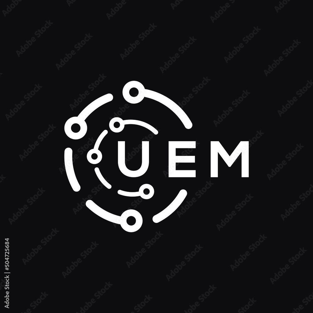 UEM technology letter logo design on black background. UEM creative initials technology letter logo concept. UEM technology letter design. UEM technology letter logo design on black background. UEM creative initials technology letter logo concept. UEM technology letter design.