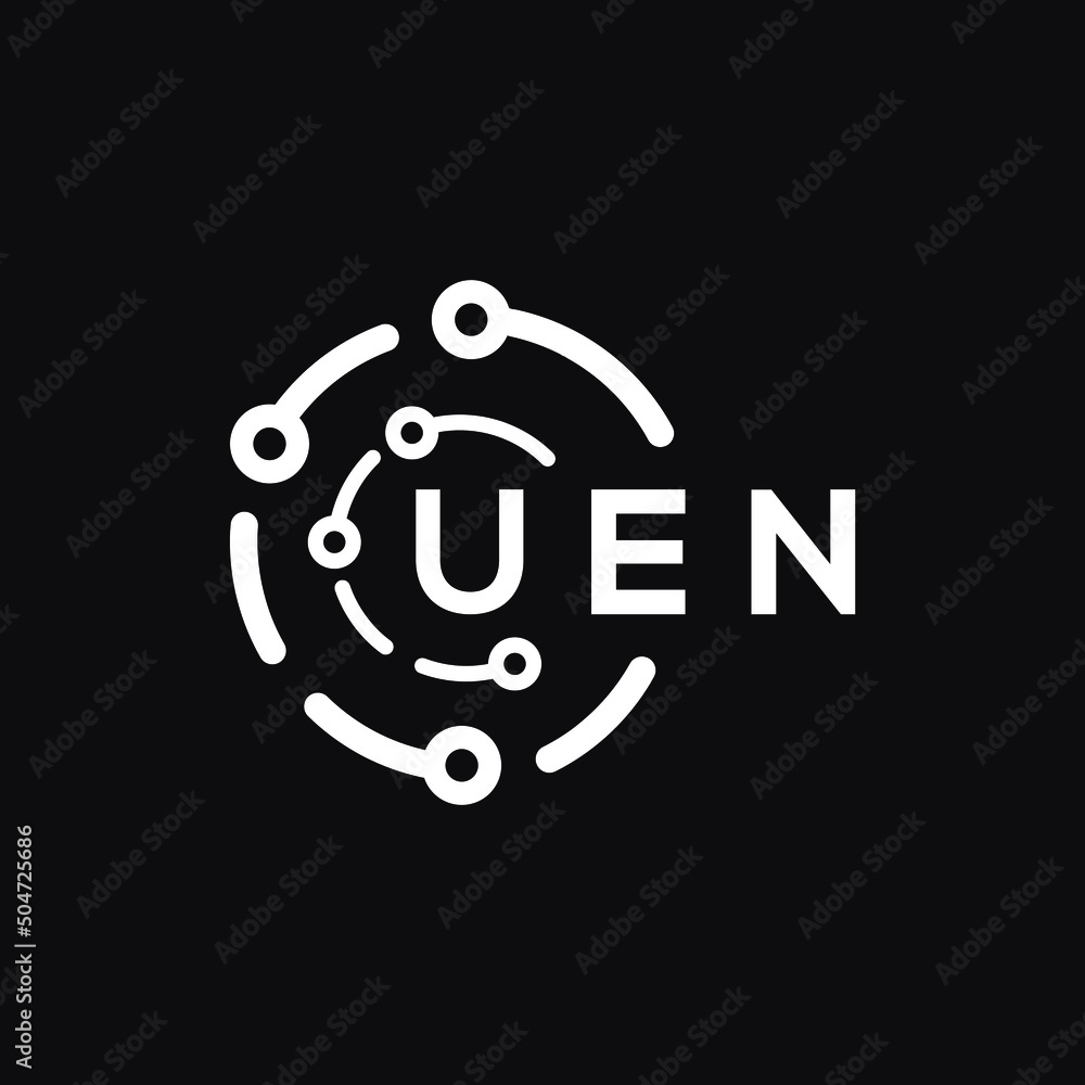 UEN technology letter logo design on black background. UEN creative initials technology letter logo concept. UEN technology letter design. UEN technology letter logo design on black background. UEN creative initials technology letter logo concept. UEN technology letter design.