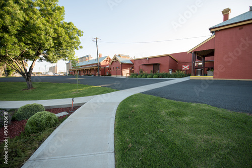 Landscaped historic railway station photo