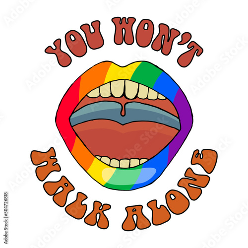 You Won't Walk Alone LGBTQ+ symbol, rainbow colors. Gay Pride Month