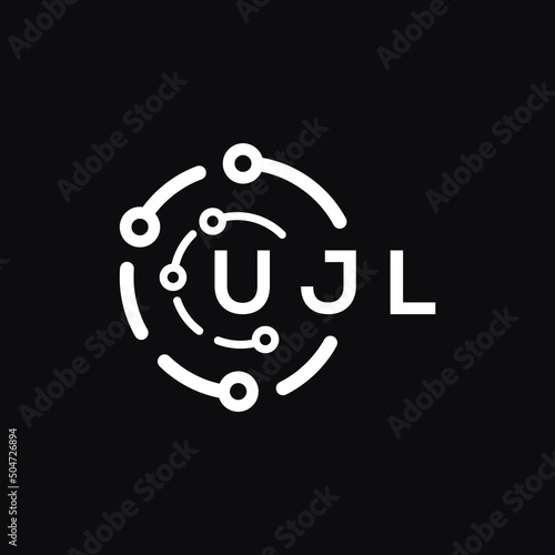 UJL technology letter logo design on black  background. UJL creative initials technology letter logo concept. UJL technology letter design.
 photo