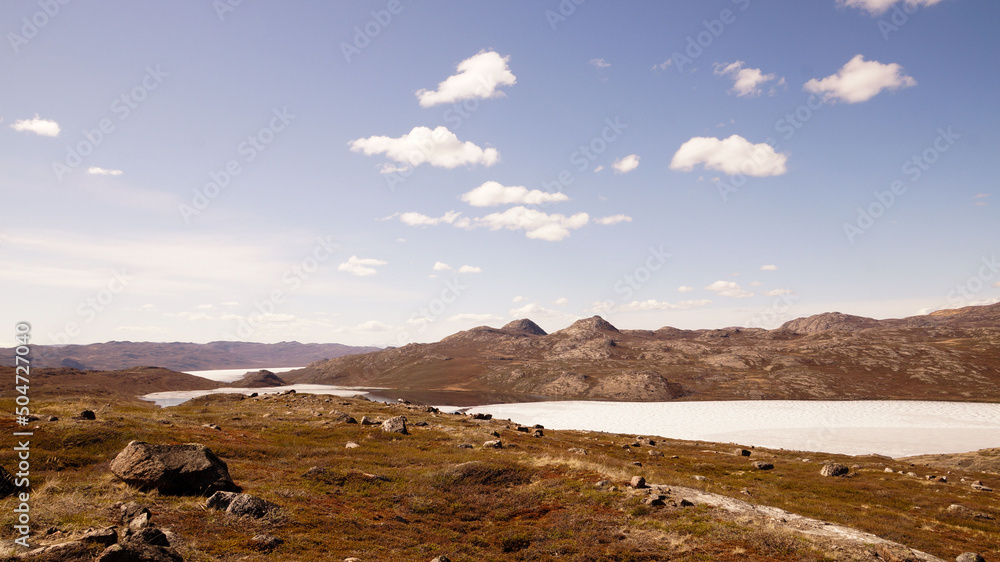 Long distance thru hiking on the Arctic Circle Trail between Kangerlussuaq and Sisimiut in Greenland.