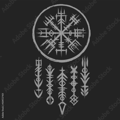 Brushed runic symbol grunge pattern