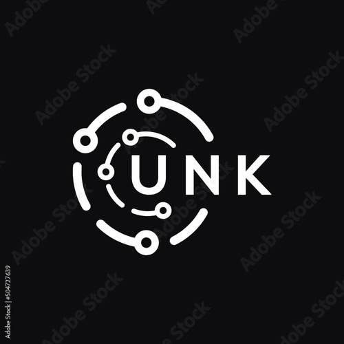 UNK technology letter logo design on black  background. UNK creative initials technology letter logo concept. UNK technology letter design.
 photo