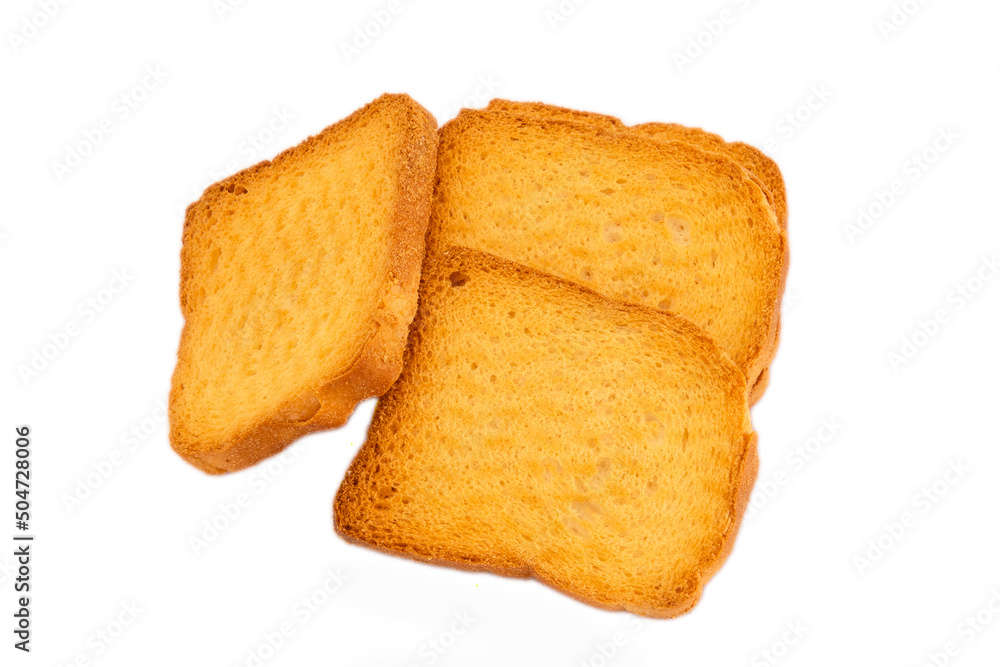 several rusks isolated on a white background